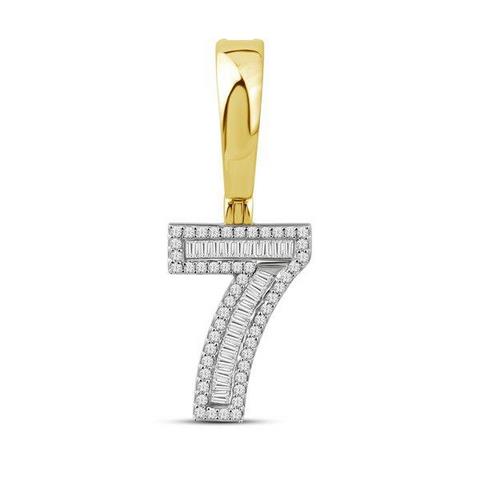 10K Yellow Gold Diamond Baguette Number Charm