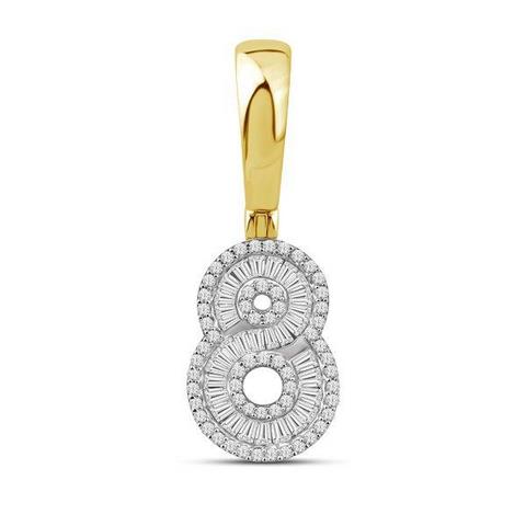 10K Yellow Gold Diamond Baguette Number Charm