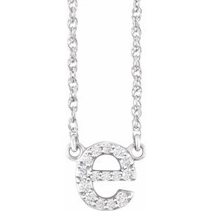 14K Yellow Or White Gold 1.3 Mm I1, H+ Round Natural Diamond Lowercase Initial 16" Necklace