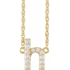 14K Yellow Or White Gold 1.4 Mm I1, H+ Round Natural Diamond Lowercase Initial 16" Necklace