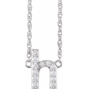 14K Yellow Or White Gold 1.4 Mm I1, H+ Round Natural Diamond Lowercase Initial 16" Necklace