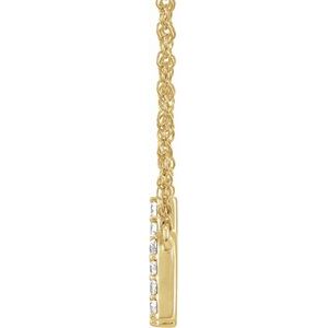 14K Yellow Or White Gold 1.4 Mm I1, H+ Round Natural Diamond Lowercase Initial 16" Necklace