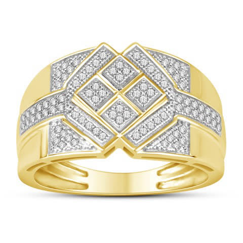 10K Yellow Gold 0.25 Cttw Diamond Mens Micropave Rings