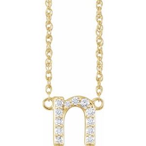 14K Yellow Or White Gold 1.5 Mm I1, H+ :: 1/10 Ctw Round Natural Diamond Lowercase Initial N 16" Necklace