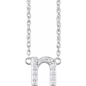 14K Yellow Or White Gold 1.5 Mm I1, H+ :: 1/10 Ctw Round Natural Diamond Lowercase Initial N 16" Necklace