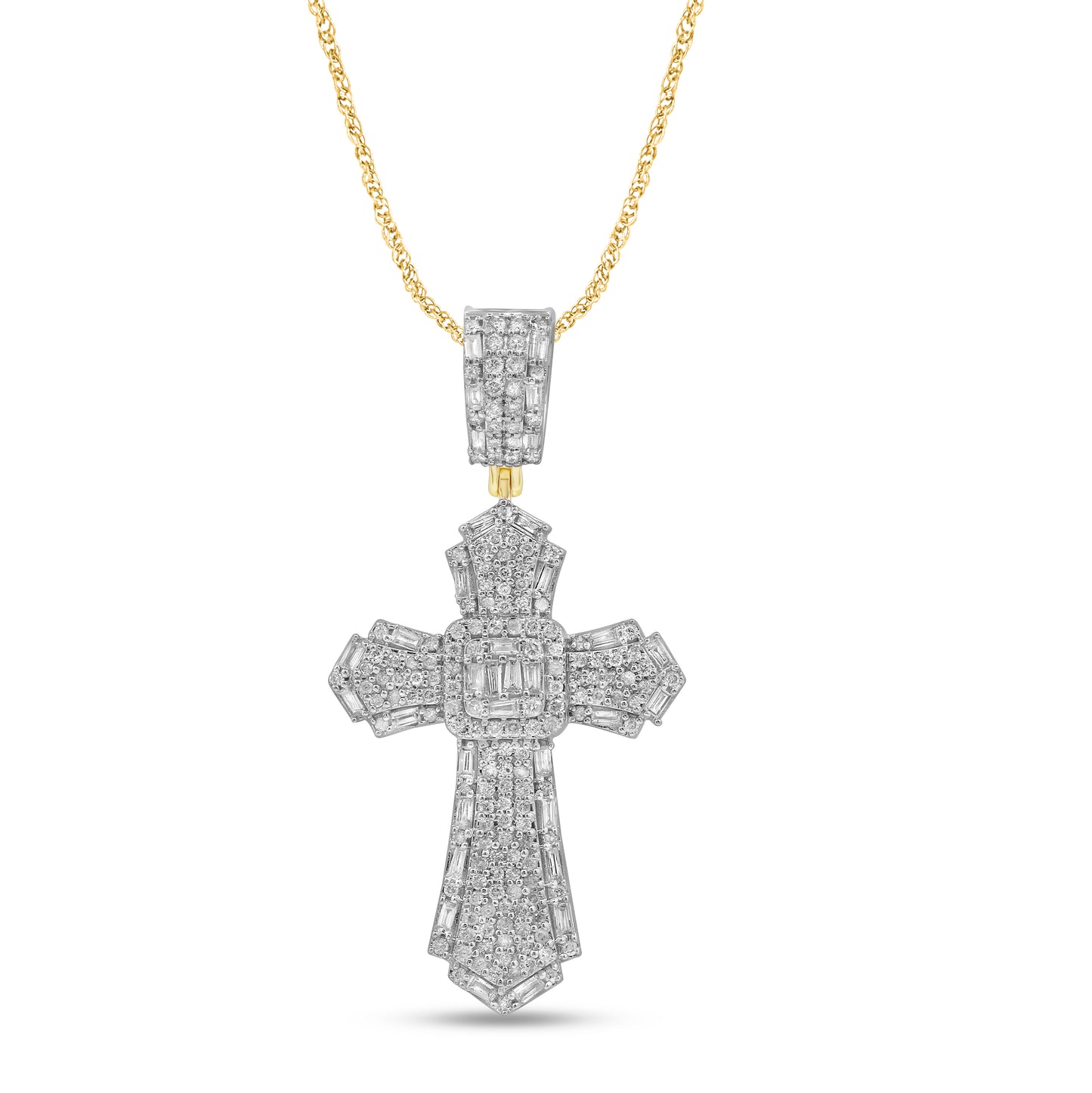10K Yellow Gold 1.24 Cttw Diamond Crosses