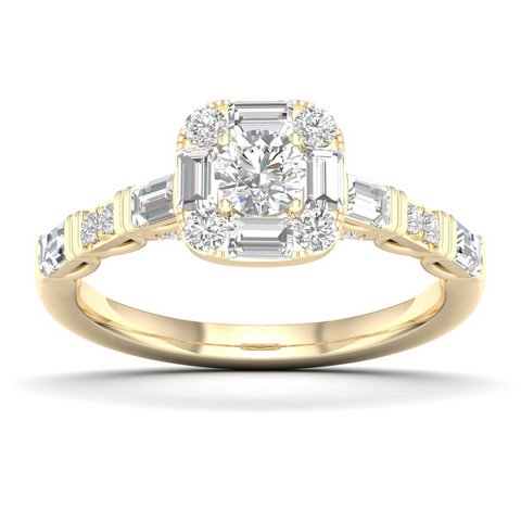 14K Yellow Gold 0.90 Cttw Diamond Baguette Ring