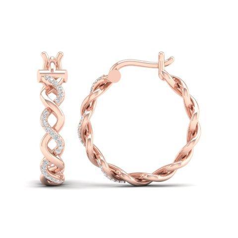10K White Or Rose Gold 0.10 Cttw Diamond Hoop Earring