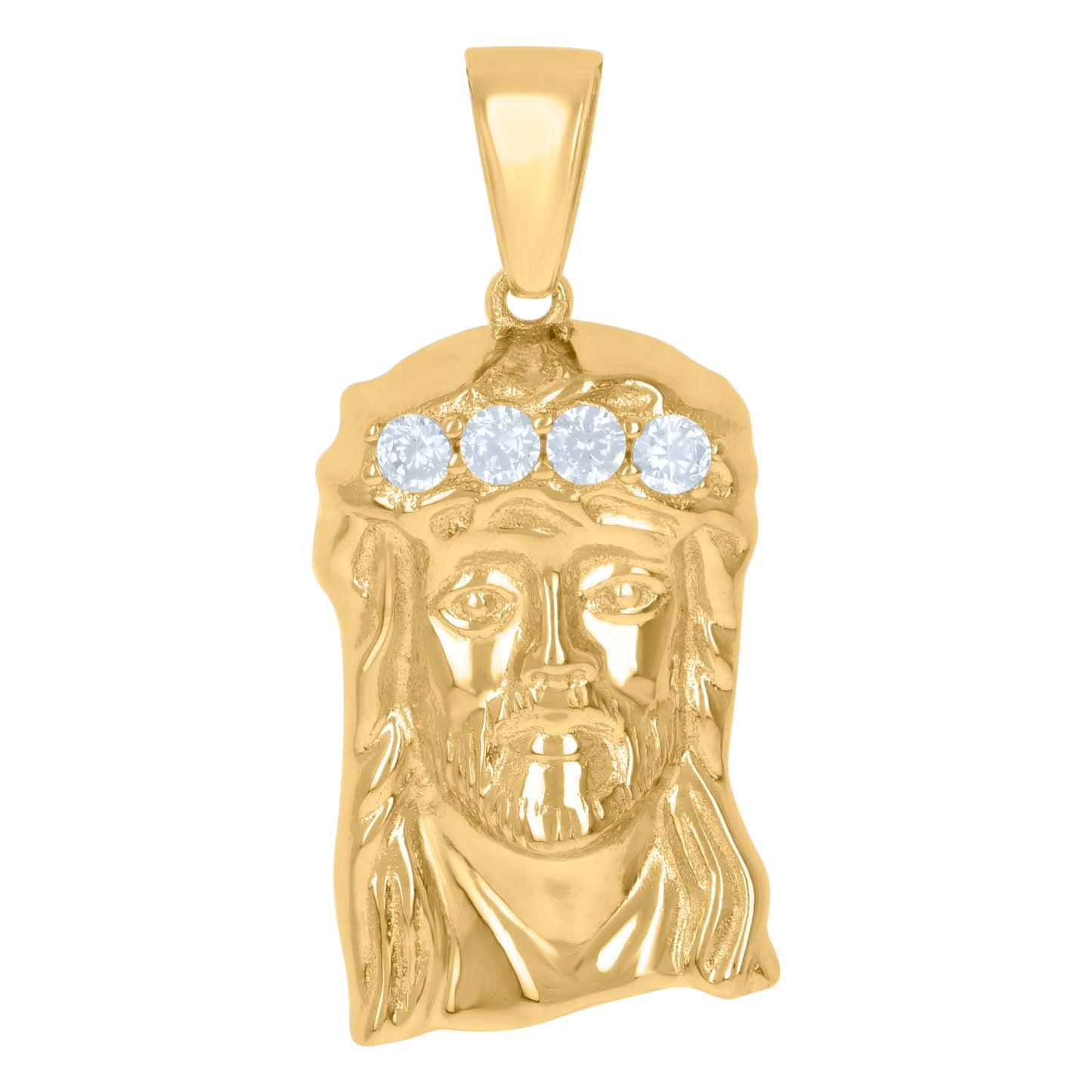 Sterling Silver Unisex Cubic-Zirconia Jesus Religious Charm Pendant