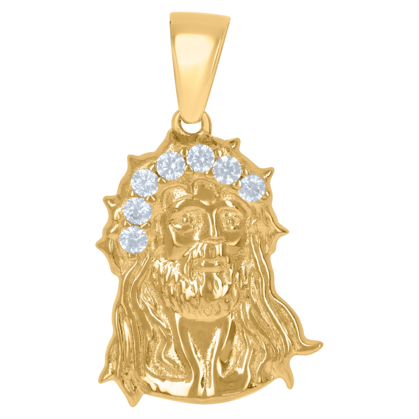 Sterling Silver Unisex Cubic-Zirconia Jesus Religious Charm Pendant
