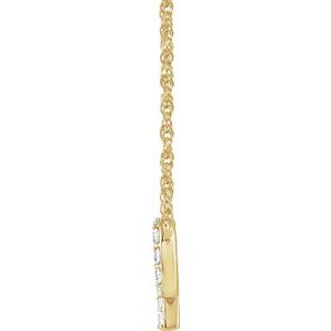 14K Yellow Or White Gold 1.4 Mm I1, H+ Round Natural Diamond Lowercase Initial 16" Necklace