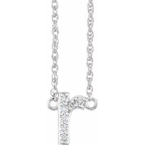 14K Yellow Or White Gold 1.3 Mm I1, H+ Round Natural Diamond Lowercase Initial 16" Necklace