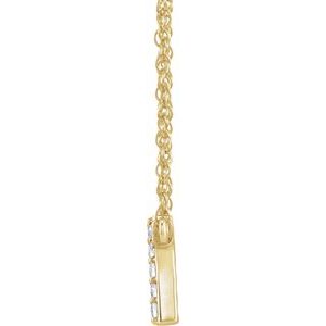 14K Yellow Or White Gold 1.3 Mm I1, H+ Round Natural Diamond Lowercase Initial 16" Necklace