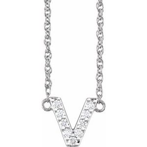 14K Yellow Or White Gold 1.3 Mm I1, H+ Round Natural Diamond Lowercase Initial 16" Necklace