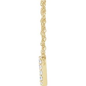 14K Yellow Or White Gold 1.3 Mm I1, H+ Round Natural Diamond Lowercase Initial 16" Necklace