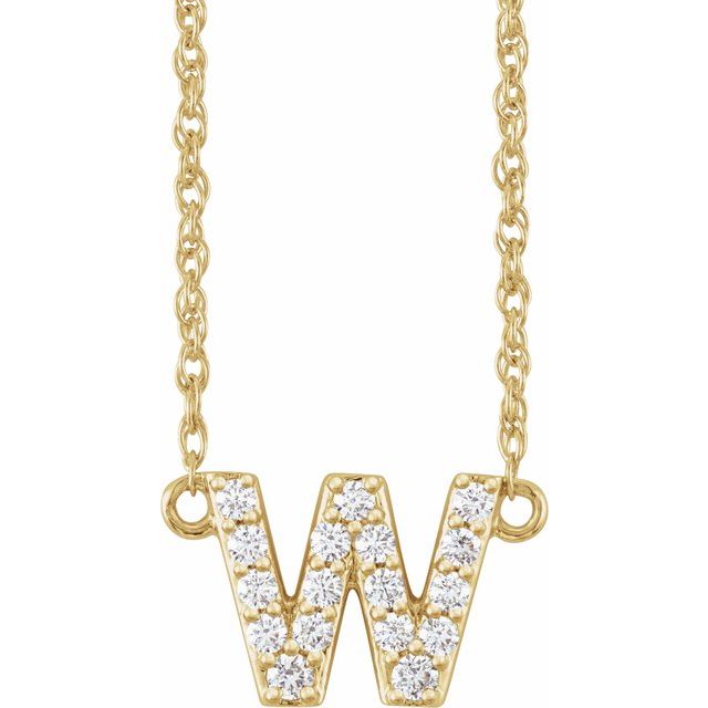 14K Yellow Or White Gold Round I1, H+  16 In Polished Natural Diamond Lowercase Initial Necklace