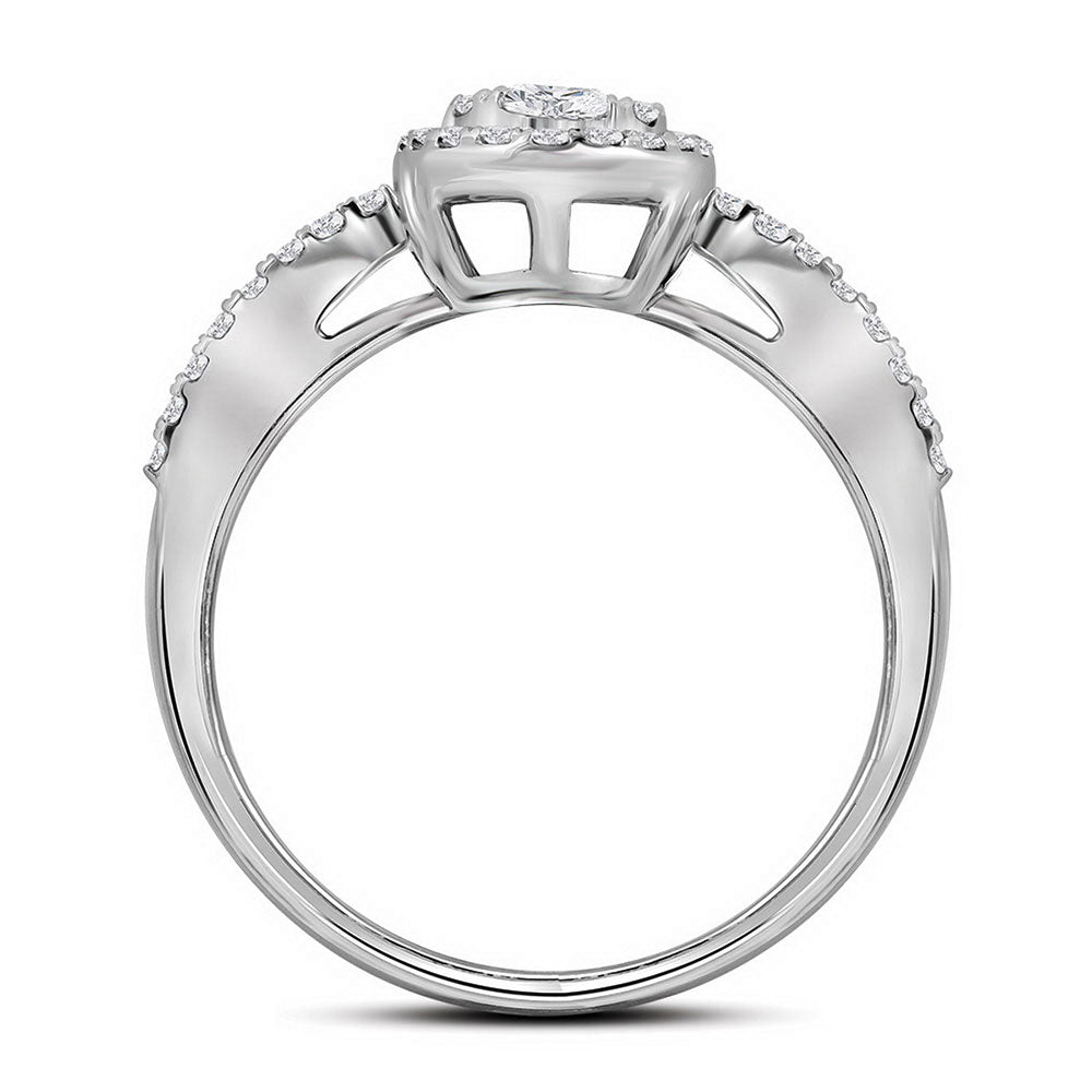 10K White Gold Round Diamond Oval Cluster Bridal Wedding Engagement Ring 1-3/8 Cttw, Womens Size: 5-10