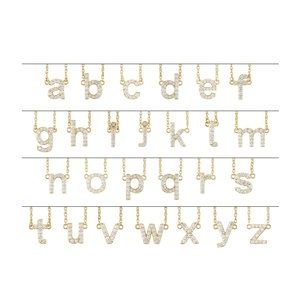 14K Yellow Or White Gold 1.3 Mm I1, H+ Round Natural Diamond Lowercase Initial 16" Necklace