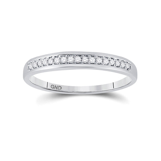 10K White Gold Womens Round Diamond Wedding Band 1/10 Cttw, Womens Size: 5-10