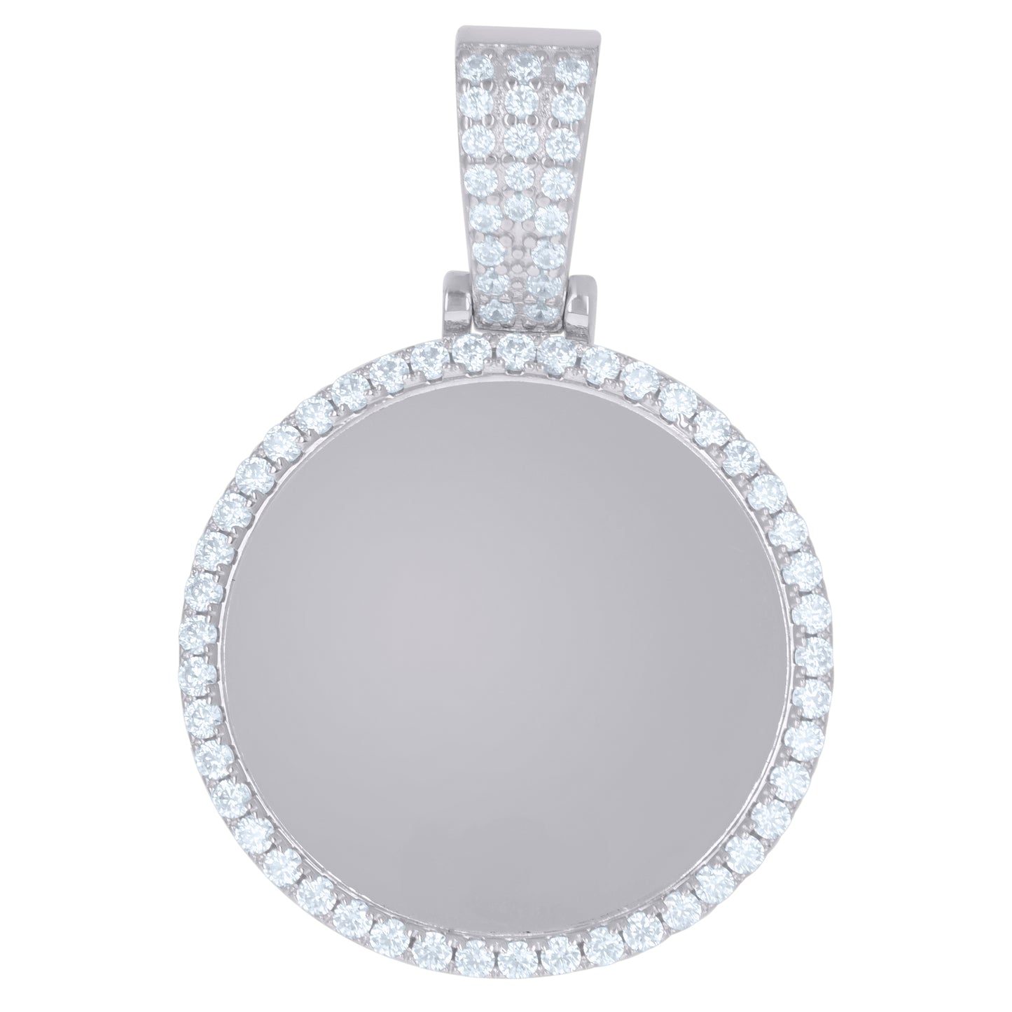 Sterling Silver Or Yellow-Tone Unisex Cubic-Zirconia Photo Frame Charm Pendant