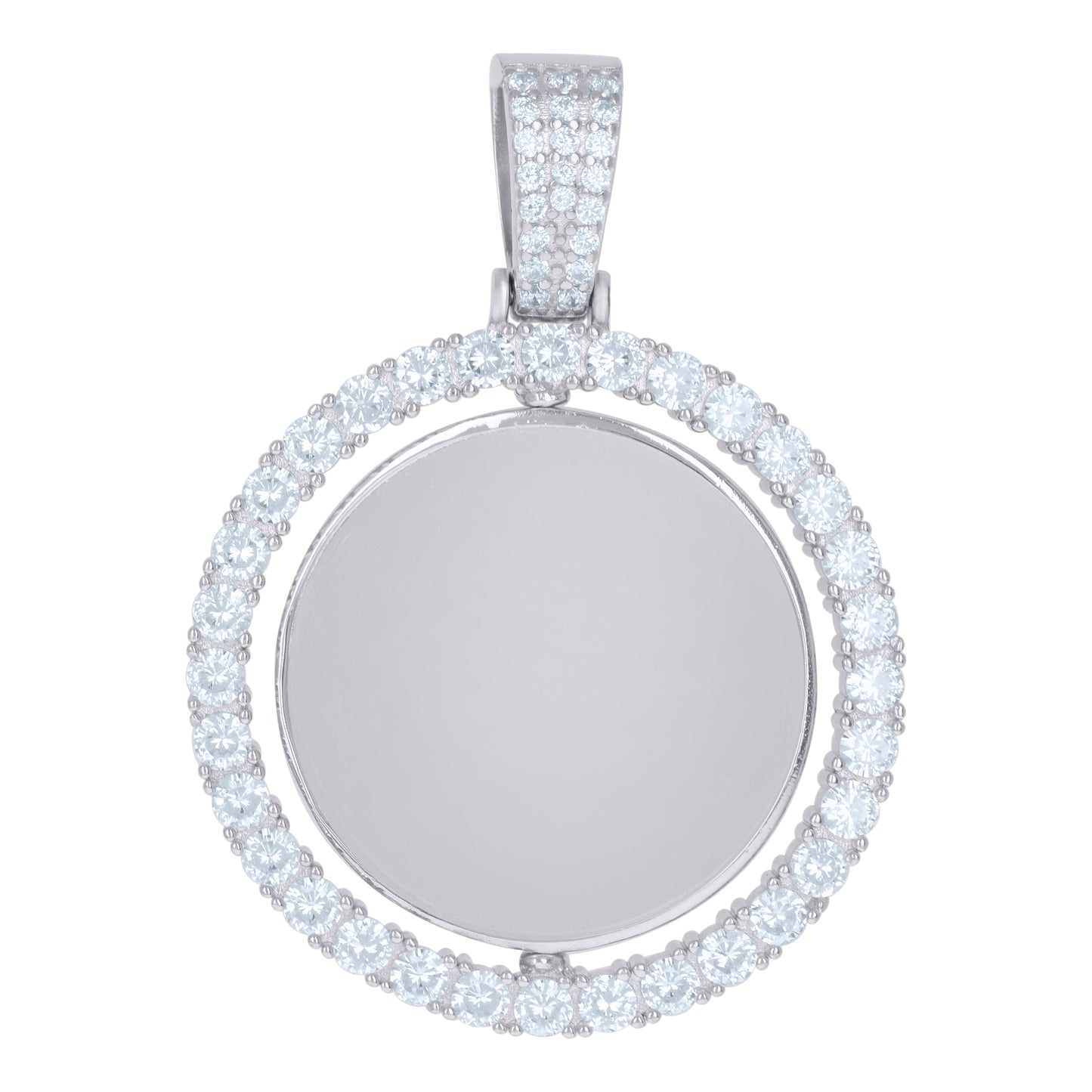 Sterling Silver Or Yellow-Tone Unisex Cubic-Zirconia Photo Frame Charm Pendant