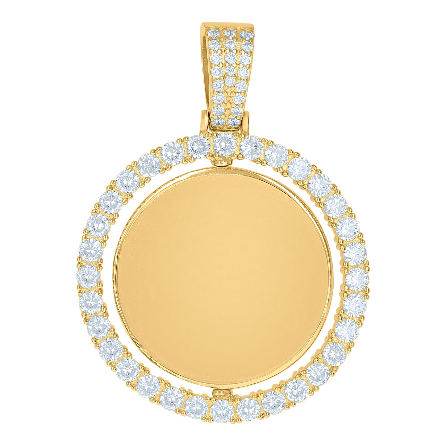 Sterling Silver Or Yellow-Tone Unisex Cubic-Zirconia Photo Frame Charm Pendant