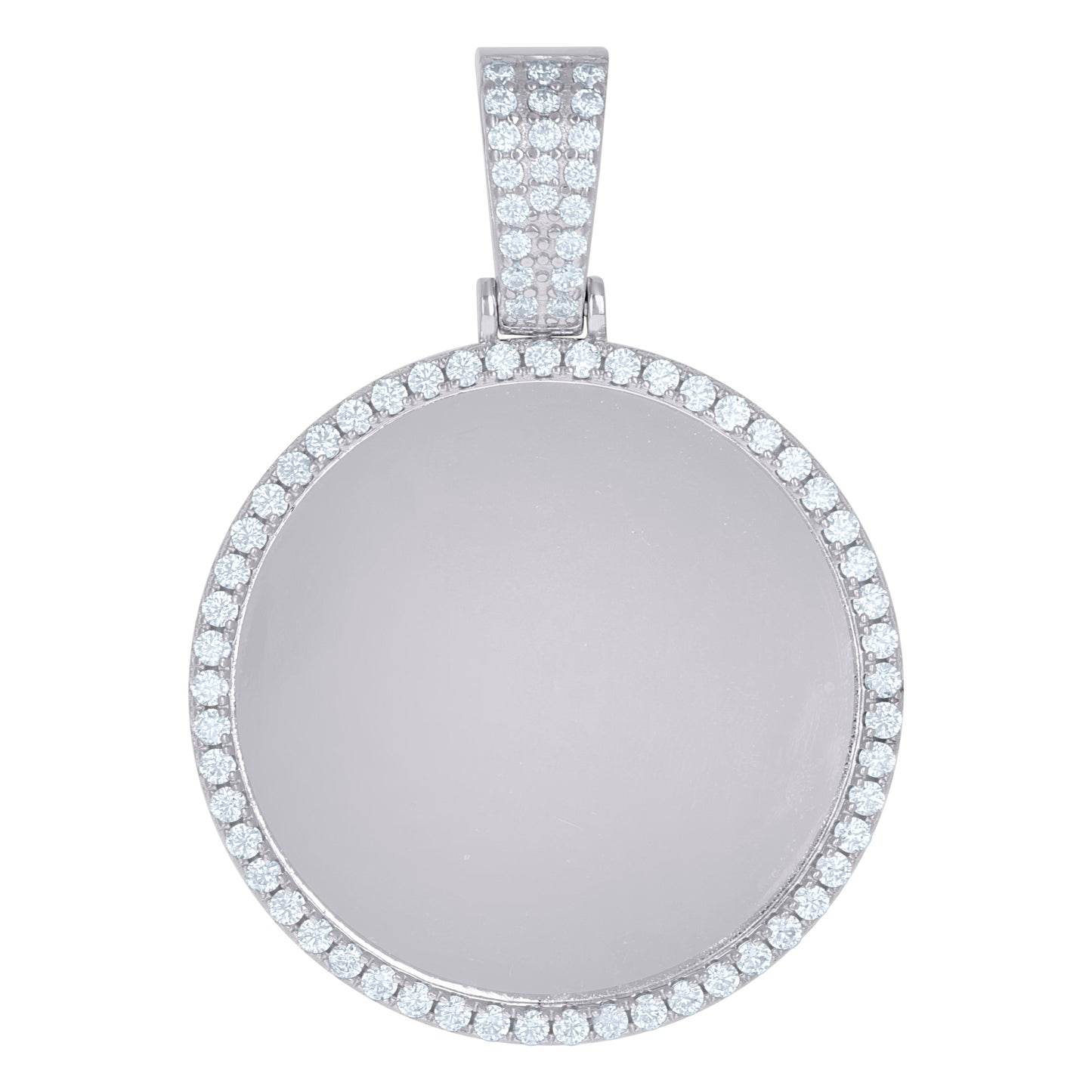 Sterling Silver Or Yellow-Tone Unisex Cubic-Zirconia Photo Frame Charm Pendant