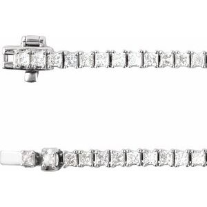 14K White Gold Square 1.8 X 1.8Mm G-H Si 7 1/4 Ctw Lab-Grown Diamond Line Necklace, Length: 16 In