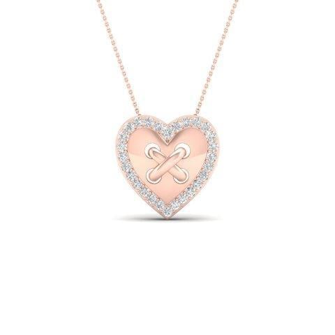 10K Yellow Or Rose Gold 0.10 Cttw Diamond Ladies "Heart" Pendant