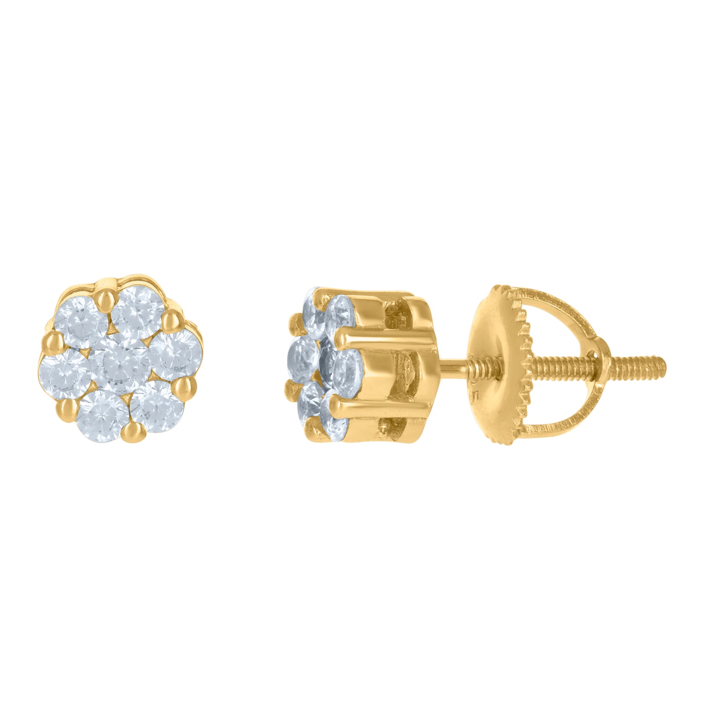 Sterling Silver Or Yellow-Tone Unisex Cubic-Zirconia 6mm Fashion Stud Earring