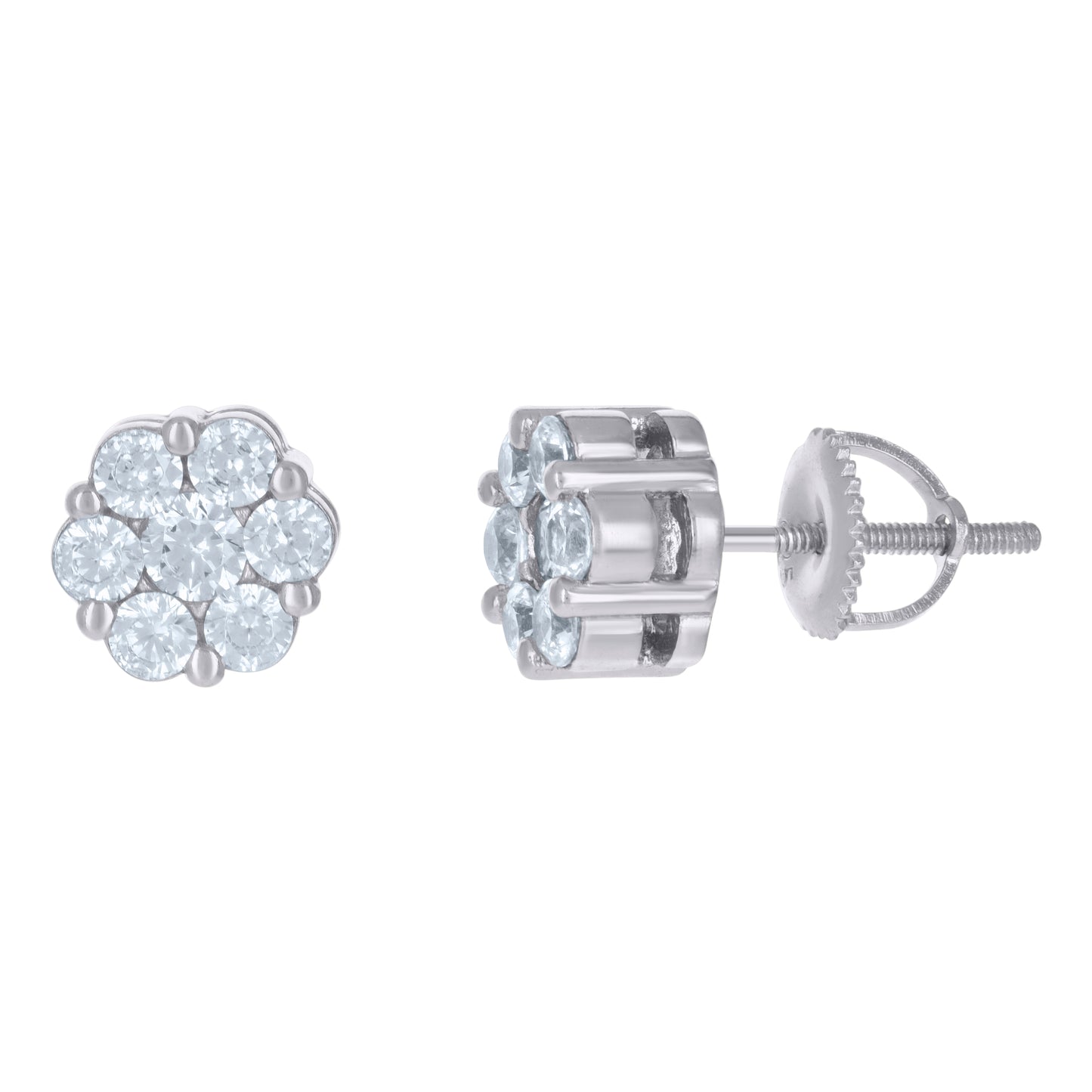 Sterling Silver Or Yellow-Tone Unisex Cubic-Zirconia Fashion Stud Earring