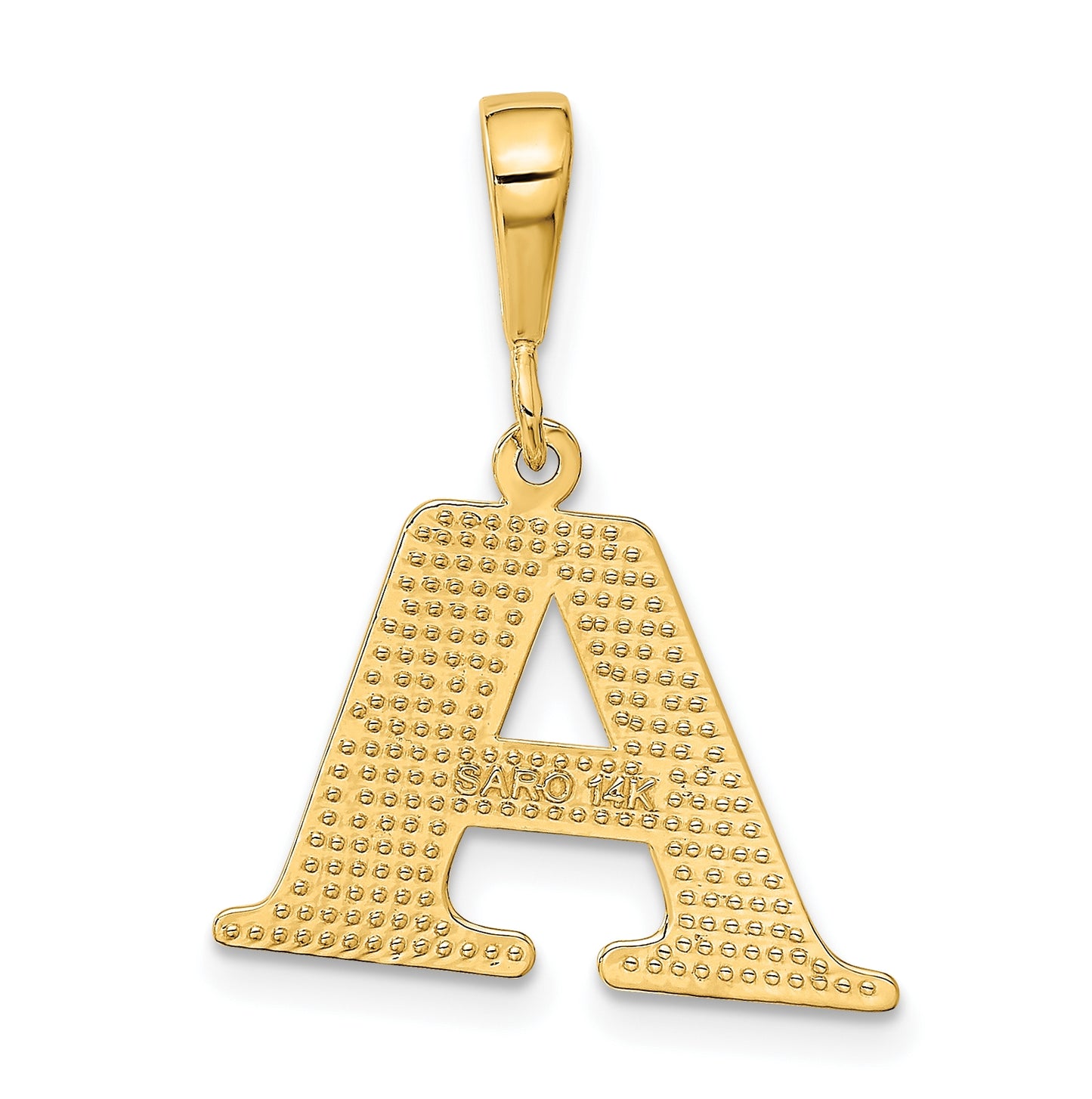 10K Yellow Gold Initial Letter A Pendants