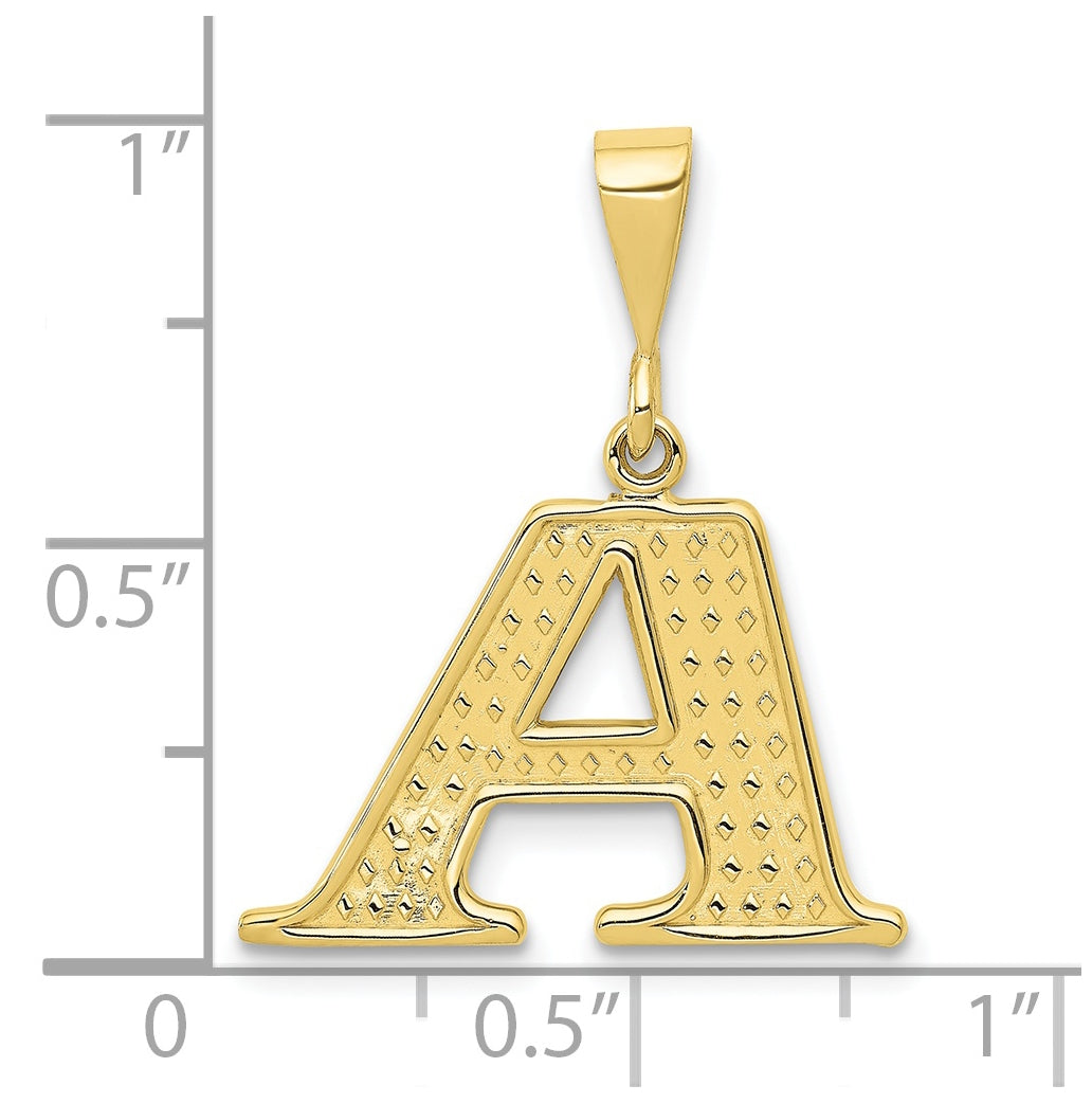 10K Yellow Gold Initial Letter A Pendants