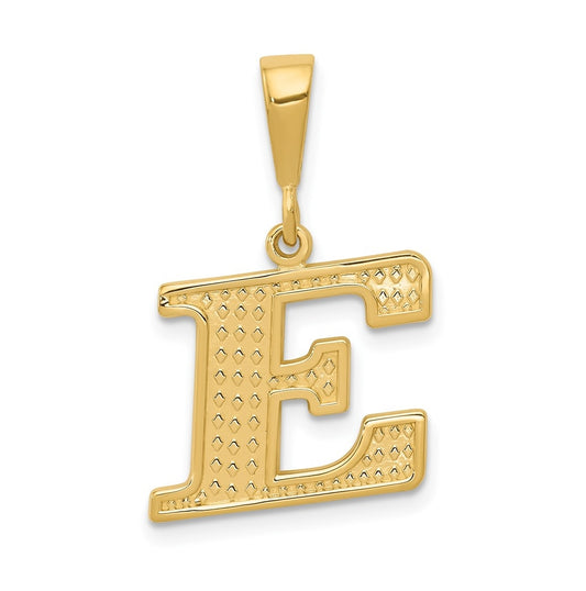 10K Yellow Gold Initial Letter E Pendants