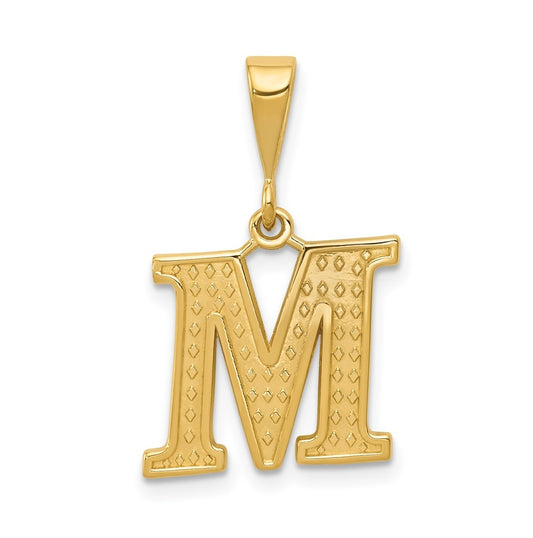10K Yellow Gold Initial Letter M Pendants