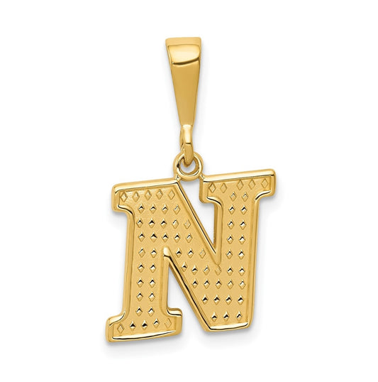10K Yellow Gold Initial Letter N Pendants
