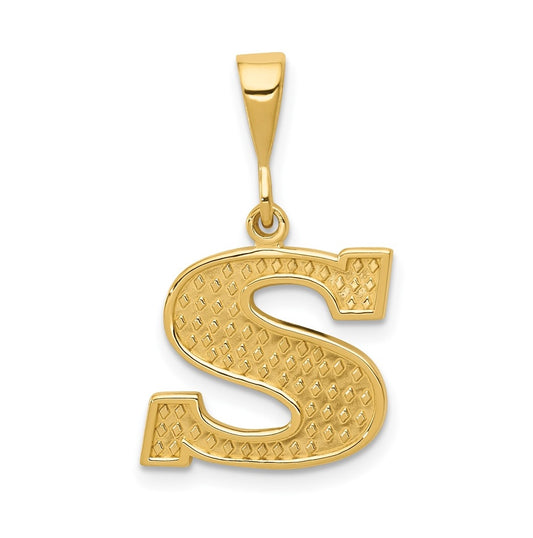 10K Yellow Gold Initial Letter S Pendants