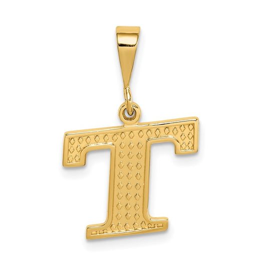 10K Yellow Gold Initial Letter T Pendants