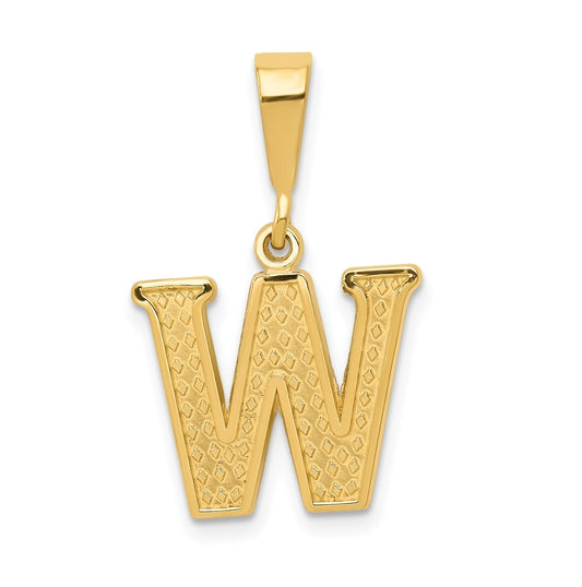 10K Yellow Gold Initial Letter W Pendants