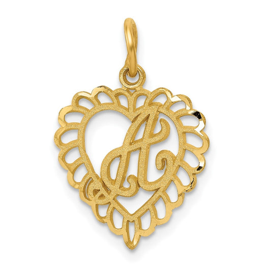 10K Yellow Gold Initial A Letter Charm