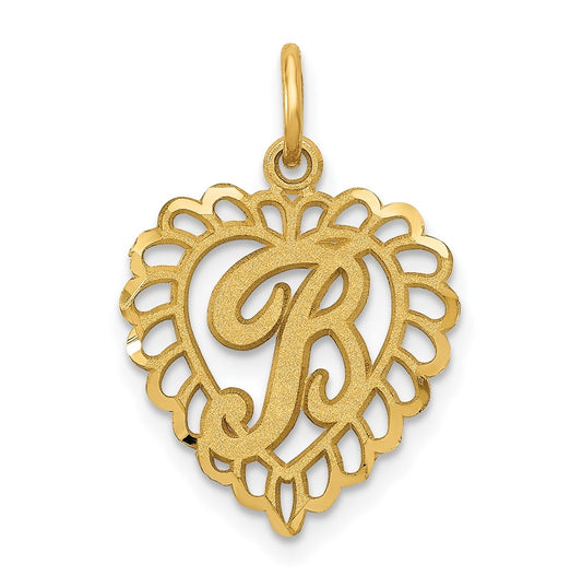 10K Yellow Gold Initial B Letter Charm