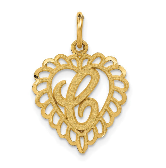 10K Yellow Gold Initial C Letter Charm