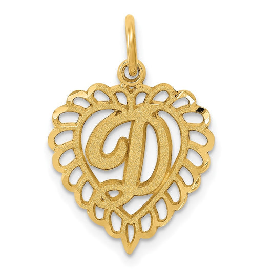 10K Yellow Gold Initial D Letter Charm