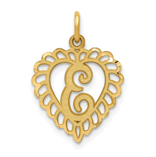 10K Yellow Gold Initial E Letter Charm