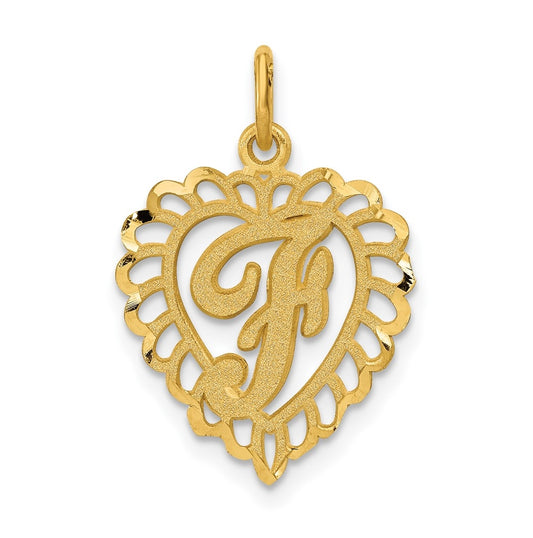 10K Yellow Gold Initial F Letter Charm