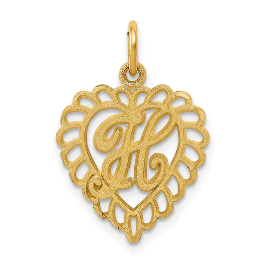 10K Yellow Gold Initial H Letter Charm