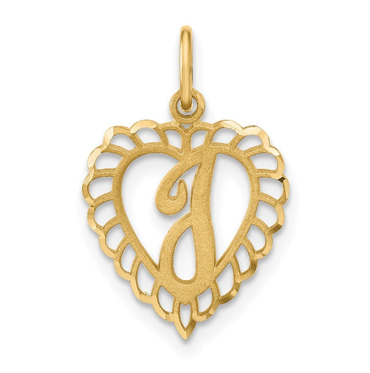 10K Yellow Gold Initial I Letter Charm