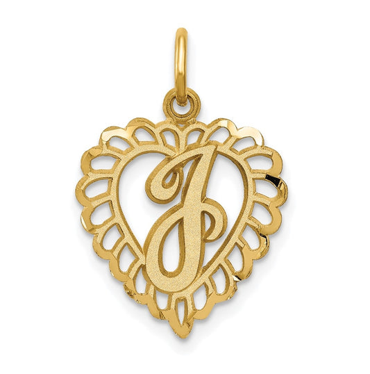 10K Yellow Gold Initial J Letter Charm