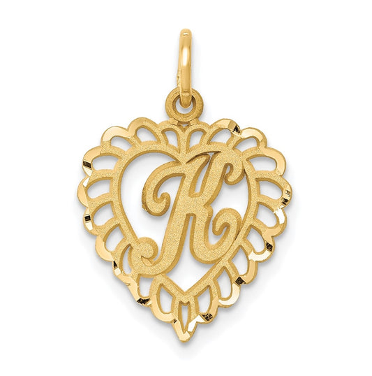 10K Yellow Gold Initial K Letter Charm