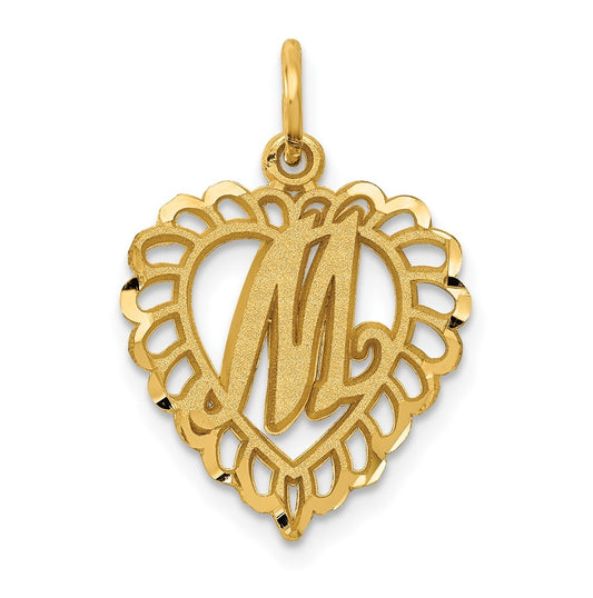 10K Yellow Gold Initial M Letter Charm